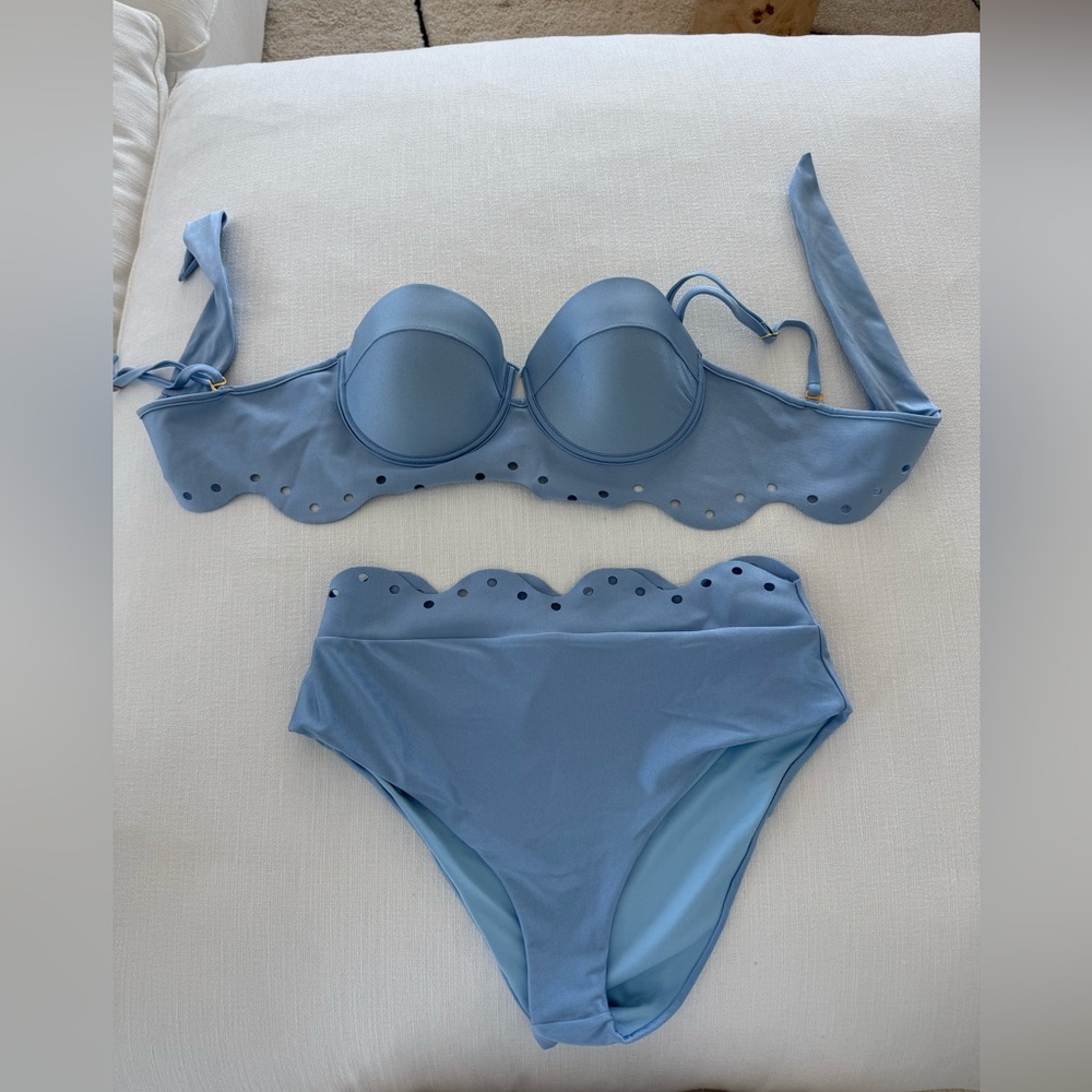 Ancora blue Scalloped Bikini Set